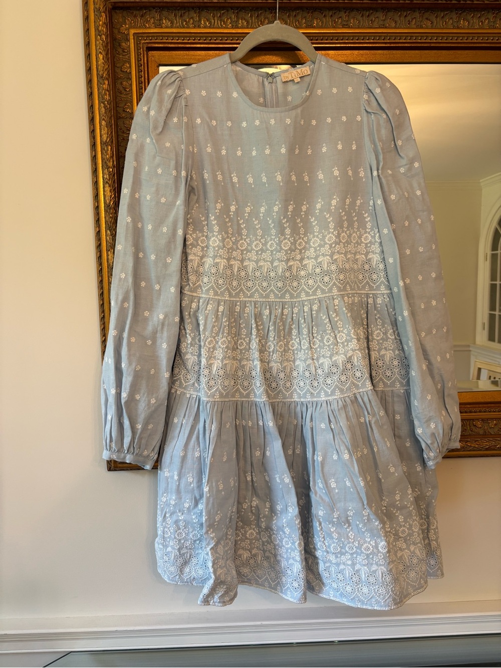 NWT byTimo Broderie Anglaise Long Sleeve Linen Blend Minidress